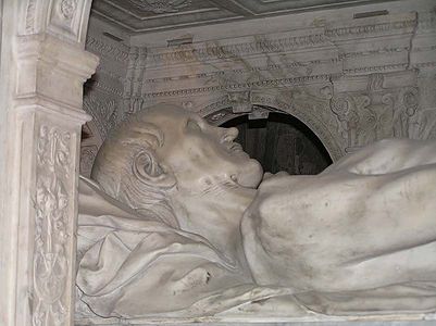 Transi[n 4] du monument funéraire de la nécropole royale de la basilique de Saint-Denis, exécuté d'après le masque mortuaire du roi.