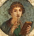 Image 40Woman holding wax tablets in the form of the codex. Wall painting from Pompeii, before 79 CE. (from History of books)