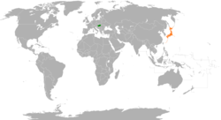 HungaryとJapanの位置を示した地図