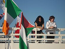 Huwaida Arraf and Mairead Maguire aboard the MV Spirit of Humanity, June 2009