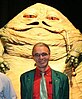 Toby Philpott, in front of a Jabba replica at a Star Wars convention