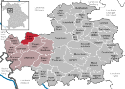 Läget för Ippesheim i Landkreis Neustadt an der Aisch-Bad Windsheim