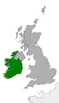 Map indicating locations of Ireland and Isle of Man