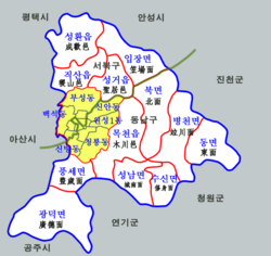 Dongnam District is located in the southeastern part of Cheonan.