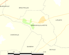 Carte d'Ermenonville-la-Petite et des communes limitrophes.