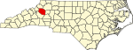 Mapa de Carolina del Norte con la ubicación del condado de Caldwell