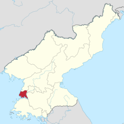 Map of North Korea showing the location of Nampo