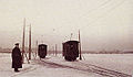 Trams on the frozen Neva River