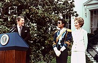 Presidente Reagan, Michael e Nancy Reagan na Casa Branca (1984)