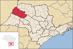 Location of the Mesoregion of Araçatuba