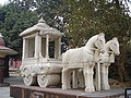 A sculpture of a Hindu horsecart in Delhi, India.