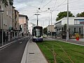 Arrivée d'une rame au terminus Annemasse, Parc Montessuit.