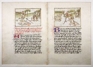 Extrait du Livre de Gerard de Nevers - Jean de Wavrin (début du XVe siècle) - Bibliothèque royale de Belgique - ms 9631 - f.21v et f.20