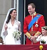 The Duke and Duchess of Cambridge appearing on the balcony of Buckingham palace shortly after their marriage