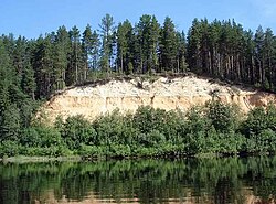 The Ustya River near the confluence with the Kokshenga River in Velsky District