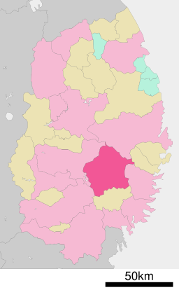 Tōnos läge i Iwate prefektur Städer:      Signifikanta städer      Övriga städer Landskommuner:      Köpingar      Byar