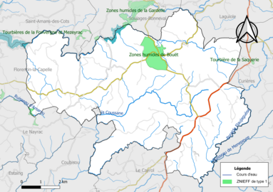 Carte des ZNIEFF de type 1 de la commune.