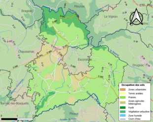 Carte en couleurs présentant l'occupation des sols.