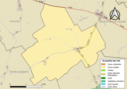 Carte des infrastructures et de l'occupation des sols de la commune en 2018 (CLC).