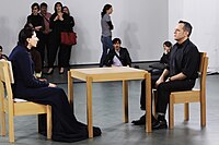 Marina Abramović performing in The Artist is Present at the Museum of Modern Art, May 2010