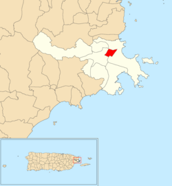 Location of Ceiba barrio-pueblo within the municipality of Ceiba shown in red