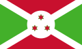 Six-pointed red stars outlined in green in the flag of Burundi.
