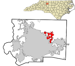 Location in Forsyth County and the state of North Carolina