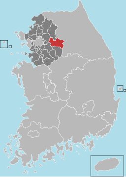 Yangpyeong-guns läge i Gyeonggi och Sydkorea