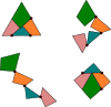 Dudeney's hinged dissection of a triangle into a square.
