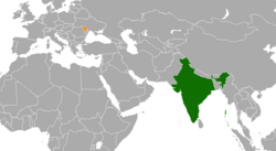 Map indicating locations of India and Moldova