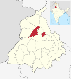 卡普塔拉縣（藍色）在旁遮普邦的位置