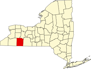 Map of New York highlighting Allegany County