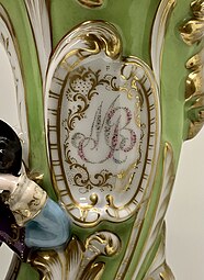 Rococo Revival monogram on a cone-shaped vase, part of a pair, possibly by Nicolas Bugeard, mid-19th century, hard-paste porcelain, painted and gilded, Museum of Decorative Arts, Paris