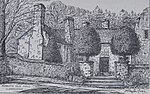 Penrhyn Old Hall, including forecourt wall, steps and mounting block