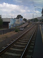 A view to the north of Ball Park station, taken from the far south end of the platform