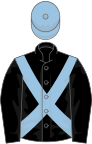 Black, light blue cross-belts and cap