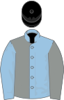 Light Blue and Grey (halved), sleeves reversed, Black cap