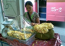 Selling jackfruit in Bangkok