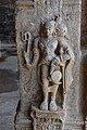 Sculpture of warrior woman from the Vijayanagar period, 16th century, Sesha Mandapa hall of the Sri Ranganathaswamy Temple