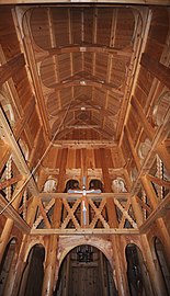 Fantoft Stave Church rafters and posts