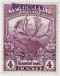 Postage stamp which mentions Beaumont Hamel.