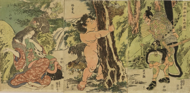 Yama-uba with Kintaro and a Watanabe no Tsuna (Genji no Tsuna) in Mount Ashigara by Utagawa Kunisada, 1811