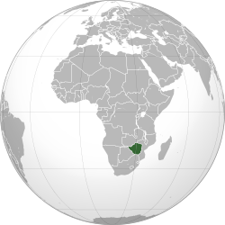 Location of Zimbabwe (dark green)