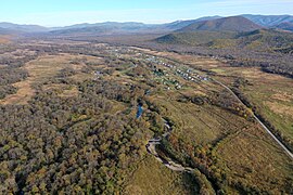 Vue aérienne du village de Novorossia.