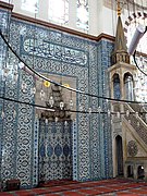 Ottoman mihrab with Iznik tiles in the Rüstem Pasha Mosque, Istanbul (16th century)