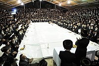 A tish of the Boyan Hasidic dynasty in Jerusalem, holiday of Sukkot, 2009
