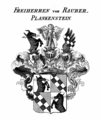 Gemehrtes Freiherrenwappen der Rauber von Plankenstein aus Tyroffs Wappenbuch, 1831–1868