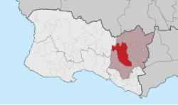 Localização na freguesia de São Domingos de Rana e no concelho de Cascais.