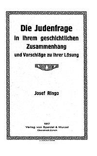 Title page of Die Judenfrage in ihrem geschichtlichen Zusammenhang und Vorschläge ihrer Lösung. 1917