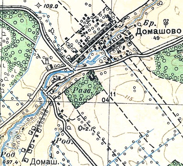 План деревни Домашово. 1938 год